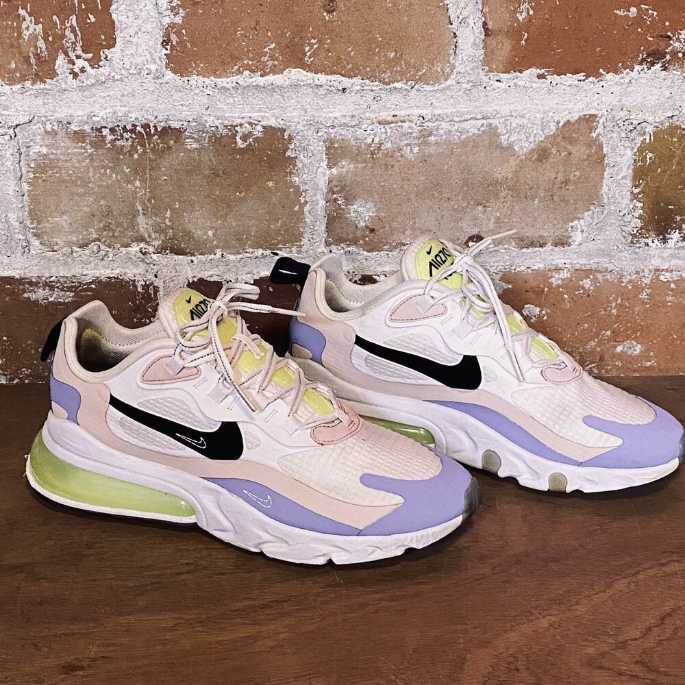 Nike Women’s Sneakers in Pastel Pink, Lavender & Lime with Black Swoosh